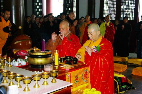净慧老和尚参加花朝节开幕式及庆福寺待建工程奠基仪式